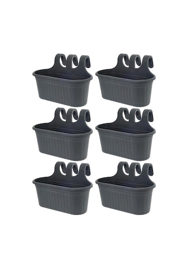 Omnipazar So-tom2 Tombik Askılı Balkon Saksı 6.5 Lt Antrasit 6 Adet