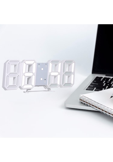3d Led Dijital Saat Parlayan Gece Modu Parlaklığı Ayarlanabilir Elektronik Masa Saati 24/12 Saat Ekranlı Çalar Saat Duvara Asılabilir