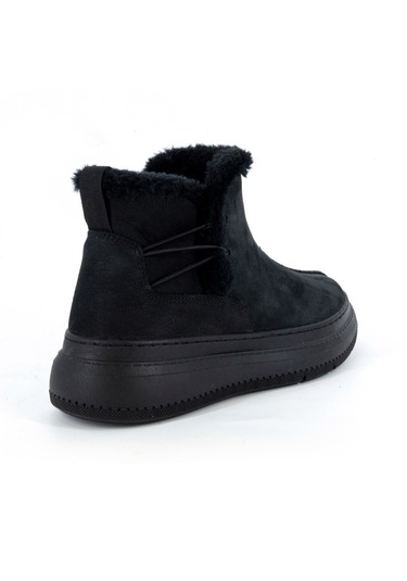 Mammamia D25kb-1540 Siyah Nubuk Hakiki Deri Kürklü Fermuarsız Kadın Bot Siyah