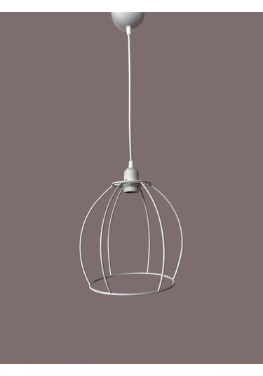 Yarım Küre Avize Teli , İskeleti 20x24 Cm Beyaz Statik Boyalı Duy Takımı Dahil Beyaz