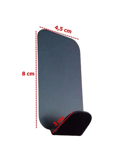 Ardini Kendinden Yapışkanlı Bornoz Havlu Askısı Radiuslu Dikdörtgen Mat Siyah 4'lü Çok Renkli