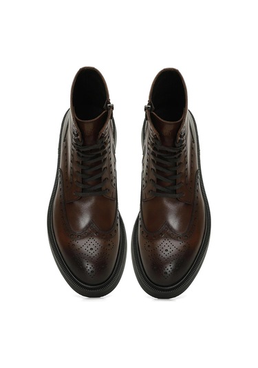 İnci Mınsk Taba Erkek Hakiki Deri Klasik Bot Taba