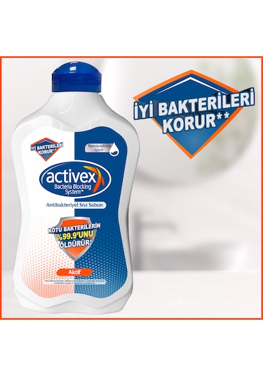 Activex Aktif Antibakteriyel Sıvı Sabun 2 x 1500 ML + 500 ML