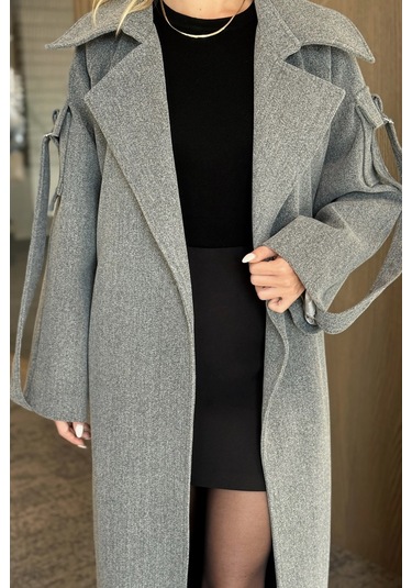 Gri Kolları Cep Detaylı Premium Kaban - 408033 Gri