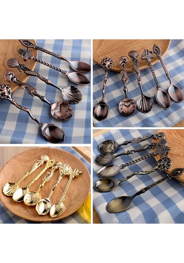 Honmex 5'li Bakır Renkli Kahve Kaşığı Seti - Çay Ve Tatlı Karıştırıcı, Dekoratif Servis Örgücükleri, Alüminyum Allyuminyum Malzeme Diğer