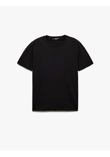 Koton Pamuklu Kısa Kollu Bisiklet Yaka Erkek Basic Tişört Siyah 6wam10062hk Siyah