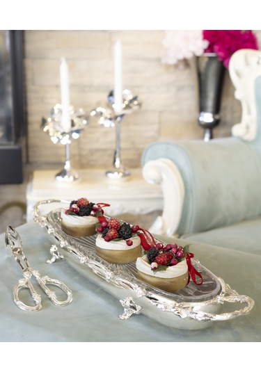 Gümüş Kaplama Oval Servislik Gümüş