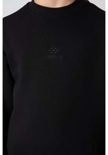 Tommy Life Siyah Pamuklu Kalın İçi Tüylü Yumuşak Dokulu Standart Fit Nakışlı Erkek Çocuk Eşofman Takım - 11249 Siyah