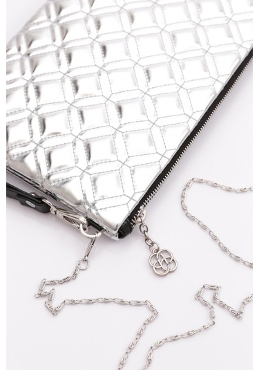 Dgn 4004 Kadin Baklava Dilimi Desenli Portföy Çanta 4004-2337-R13929 Gümüş