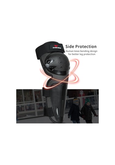 Wezone Çocuklar İçin Bisiklet, Kayak Ve Paten Koruyucu Dizlik - Pe Kabuklu, Eva Desteği İle Yüksek Koruma Siyah