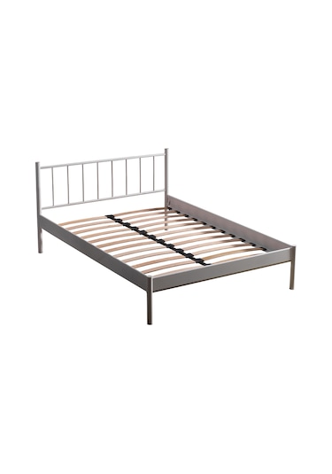 Falez-s Çift Kişilik Ferforje Metal Karyola-beyaz Ahşap Latalı