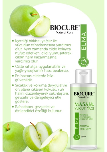 Biocure Elma Özlü Masaj ve Vücut Bakım Yağı 100 ML