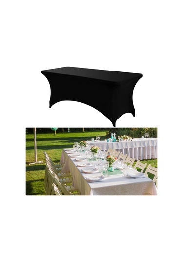 Homyl Katlanır Masa Için Örtüsü Spandex Satıcı Düğün Doğum Günü Siyah