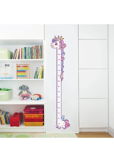CajuArt Sevimli Unicorn Ahşap Kaliteli Çocuk Odası Boy Ölçer Dekor