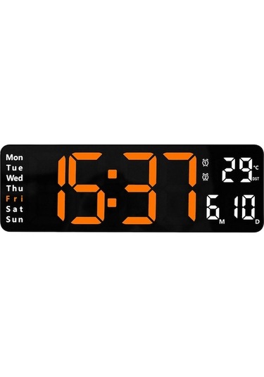 Didadodo Suntek Modern Takvim Göstergeli Ayarlanabilir Parlaklık Dijital Duvar Saati Turuncu, Etkileyici Tasarım Turuncu