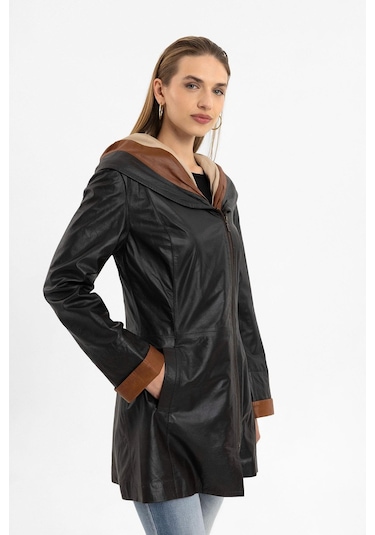 Ulia Kahve Kadın Hakiki Deri Kaban-kahverengi Kahverengi