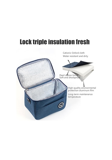 Termal Öğle Yemeği Kutusu Çantası Dayanıklı Su Geçirmez Ofis Soğutucu Kayışlı Öğle Yemeği Kutusu S Siyah Siyah