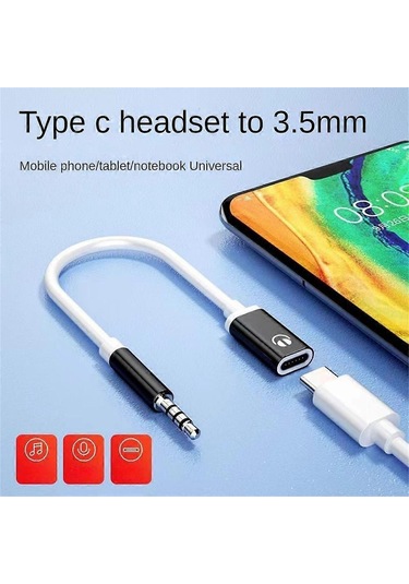 Yuvarlak Başlıklı Kulaklık Adaptörü, 3,5 Mm Erkek - C Tipi Dişi, Kulaklıklara Analog Yuvarlak Kablo Bağlantısı İçin Düz Kulaklık Adaptörü Yux