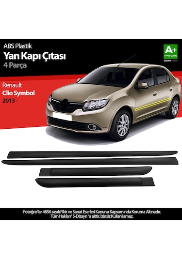 S-dizayn Renault Clio Symbol Abs Plastik Yan Kapı Koruma Çıtası 2012-2019 A+ Kalite