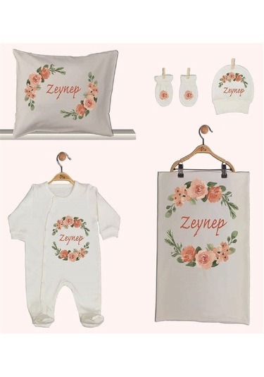 Pia Baby Gl 1946-02 İsme Özel Beşli Tulum Set Krem