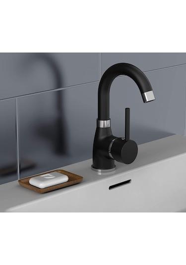 Sardıcı Lavabo Musluğu Mat Lavabo Bataryası Siyah