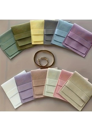 Willowhaven 50 Adet Zarif Süet Görünümlü Toz Geçirmez Kapanışlı Takı Çantası Gri