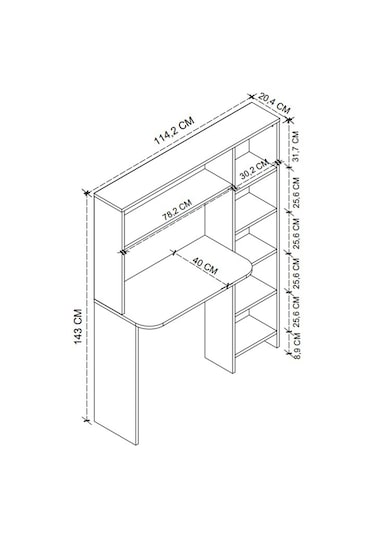 Bofigo Kitaplıklı Çalışma Masası Çocuk Çalışma Masası Bilgisayar Çalışma Masası Beyaz Beyaz