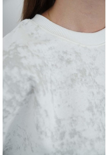 Penyebizden Oversize Sweatshirt & Geniş Paça Eşofman Altı Takım-ekru-gri Baskılı