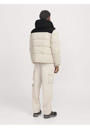 Erkek Rüzgara Dayanıklı Kapüşonlu Puffer Mont - Otto Moonbeam Çok Renkli