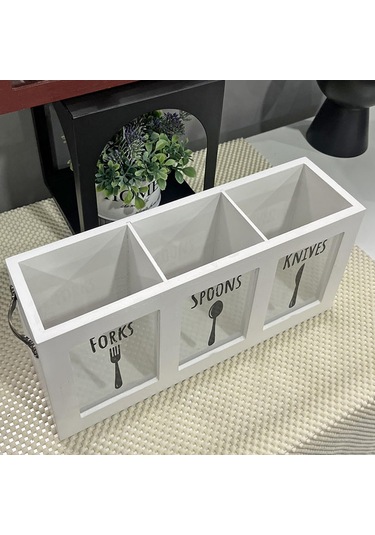 Suntek Mutfak Eşyası Tutucu Modern Çatal Bıçak Takımı Beyaz