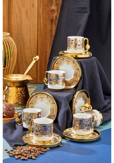 Cooker Royal Crest 90 Ml 6 Kişilik Porselen Kahve Fincan Takımı Ckr3869 ...