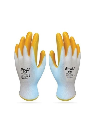 Işçi Eldiveni Nitril Pn7 Beyaz Sarı Çift 10 Numara 5 Çift 0017