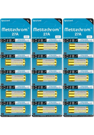 Mettzchrom 27a 12v Alkalin Pil 15 Adet Oto Ve Kapı Kumanda Pili