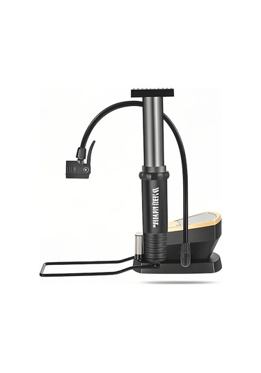 Siyah Yüksek Basınçlı Fren Çubuğu Pompa - Basınç Göstergeli, Bisiklet, Basketbol, Elektrikli Araçlar İçin Taşınabilir Hızlı Şişirme