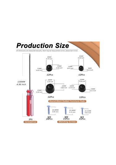 Paslanmaz Çelik Vidalar Ve Phillips Uçlu Kesme Tahtası İçin 107 Adet Kauçuk Ayak Diğer