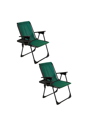 Natura 2 Adet Kamp Sandalyesi Bardaklıklı - Yeşil