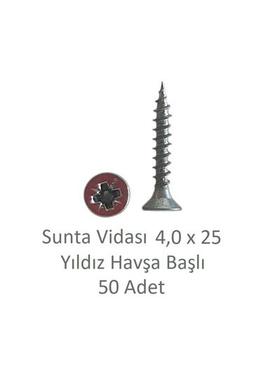 Adilon Sunta Vidası, 4,0 X 25 Mm, 50 Adet, Yhb Vida 4 x 25