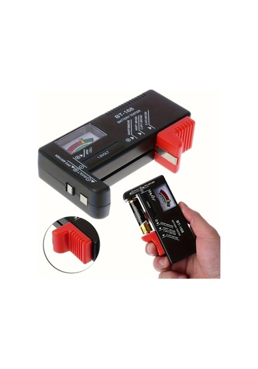 Oldfriend Renkli Göstergeli Pil Test Cihazı - Aa Aaa C D 9v 1.5v Düğme Pilleri Evrensel Volt Test Aleti Siyah 1 Adet