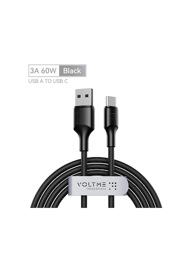 Voltme 3a Usb C Kablo Hızlı Şarj Ve Veri Kablosu Xiaomi Samsung S24 iPhone Uyumlu, Uyumlu, 15 İpad Poco Tip-c& 39 Den Usb-a& 39 Yablack1m