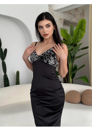 The İstanbul Shany İp Askılı Elbise Siyah