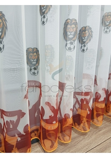 Gs Ultraslan Cimbom Taraftar Sarı Kırmızı 3kat Pileli Tül Perde