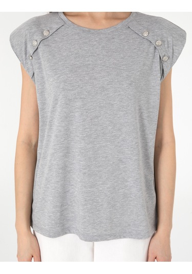Pierre Cardin Kadın Gri Melanj Tişört 50301482-vr086 Gri Melanj