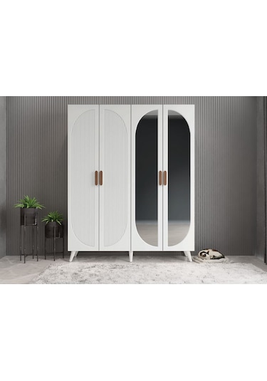 Koza Membran 4 Kapaklı Portmanto Montaj Dahil Beyaz 160 Cm