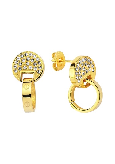 Swarovski Taşlı 316L Çelik Antiallerjik Altın Kaplama Bayan Çelik Küpe N11.1145