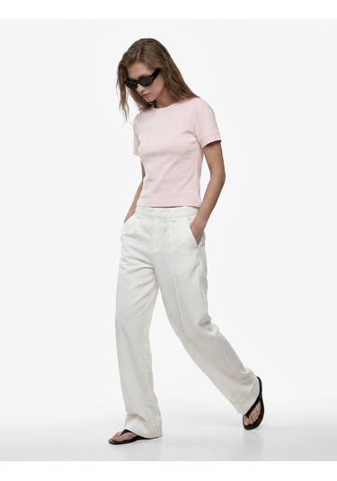 Koton Slim Fit Kısa Kollu Bisiklet Yaka Basic Tişört Pembe 6sak50400ek Gül