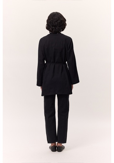 Bağlama Detaylı Oversıze Tshırt Siyah Siyah