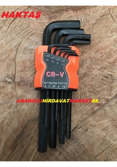 Haktaş Crv Çelik Uzun Alyan Takımı Allen Anahtar Alyan Seti 9Parç