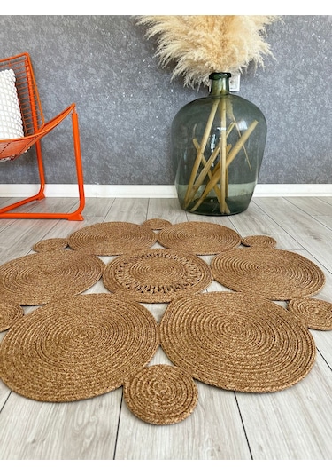 Bohem Jüt El Dokuma Halı Jüt İplik Halı Jüt Doğal Kilim Recycle Kilim Halı Jüt Örme Özel Tasarım Kırcıllı