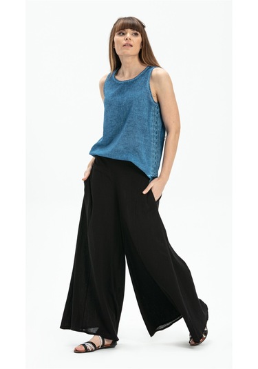 Kolsuz Poplin Zeyno Bluz İndigo indg