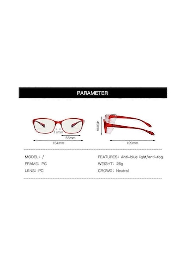 Polen Önleyici Gözlükler Buğu Önleyici Mavi Işık Engelleyici Dış Mekan Güvenlik Gözlükleri Siyah Çok Renkli